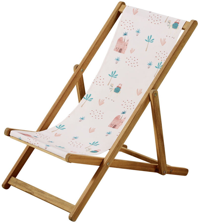 Maisons du Monde Chilienne enfant en acacia et toile rose imprimée Siwa