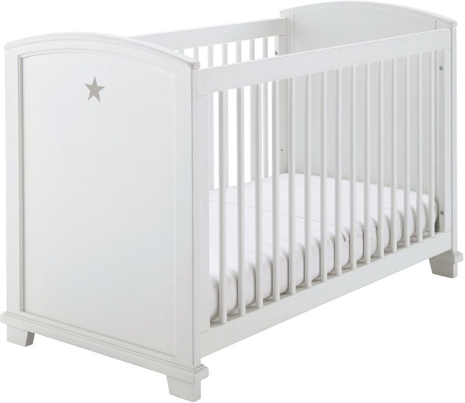 Maisons du Monde Lit bébé à barreaux blanc imprimé étoile L131 Pastel