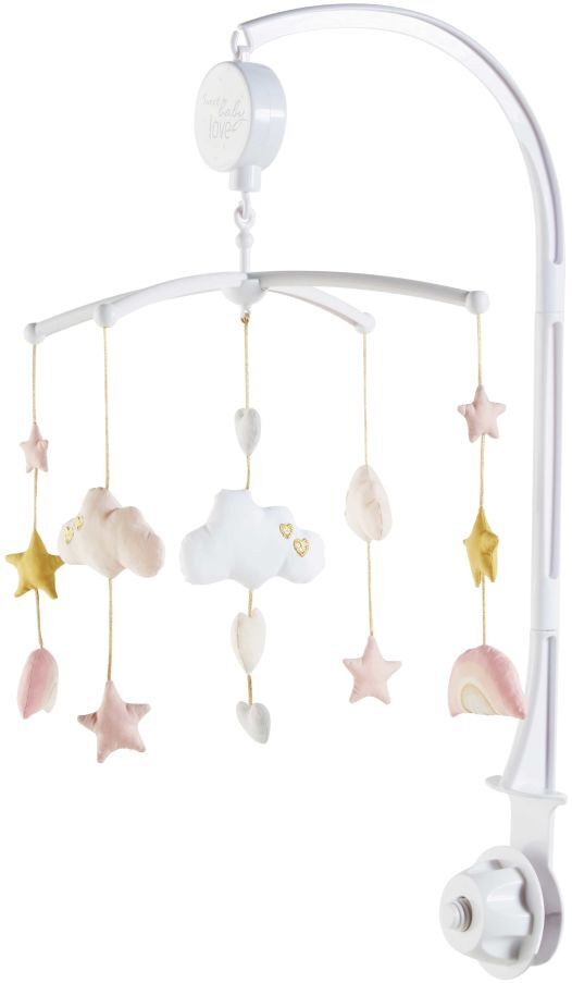 Maisons du Monde Mobile musical bébé en coton rose et blanc