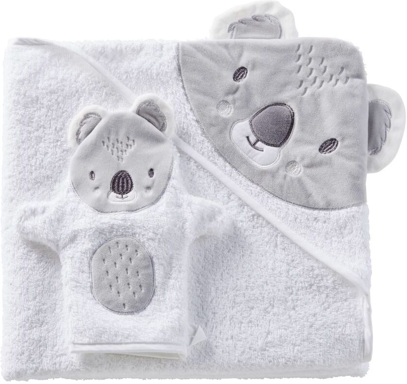 Maisons du Monde Sortie de bain bébé en coton blanc et gris 100x100