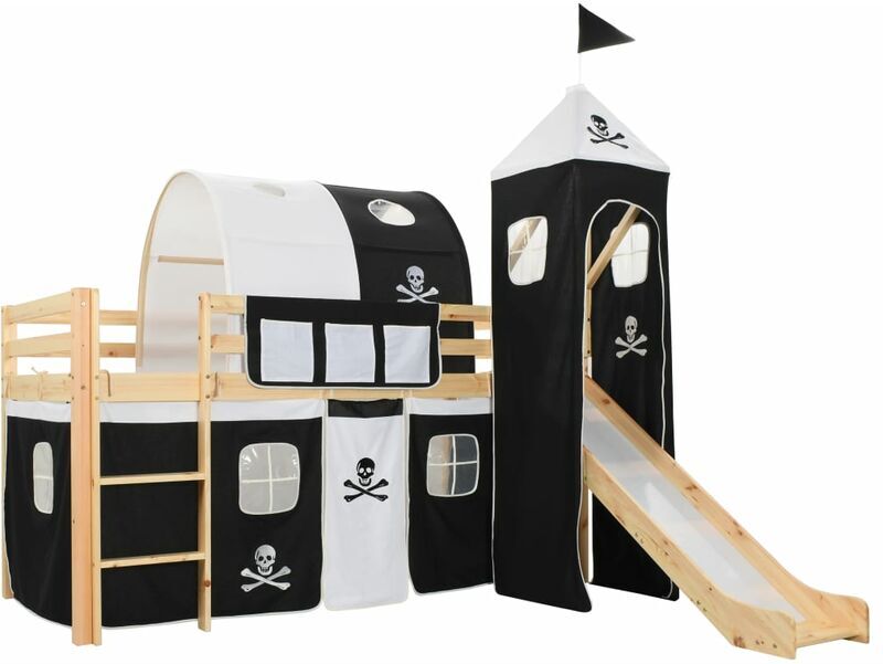 Youthup - Lit mezzanine d'enfants avec toboggan et échelle Pin 97x208 cm