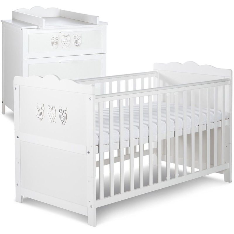 MONMOBILIERDESIGN MARSELL Ensemble commode à langer + lit bébé 140X70