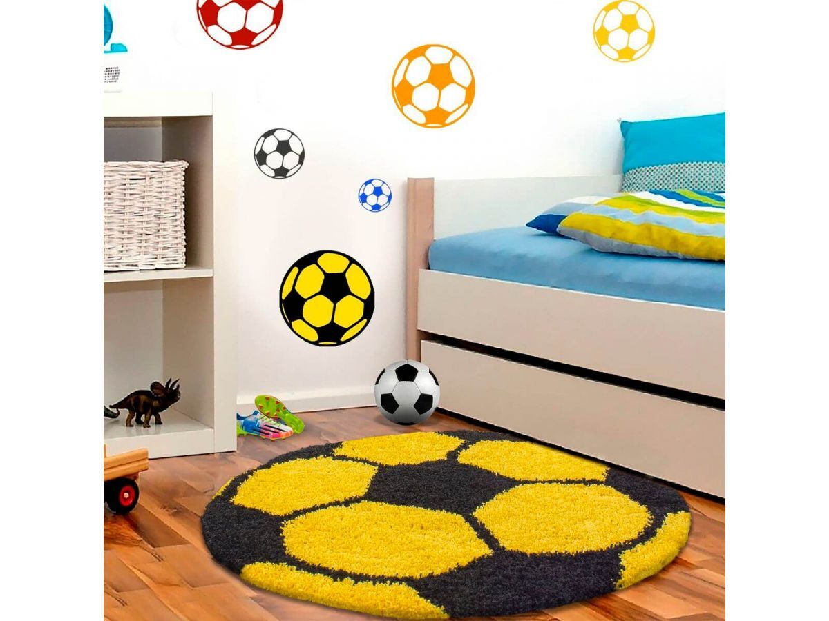 BOBOCHIC Tapis enfant rond GAME Jaune 100x100