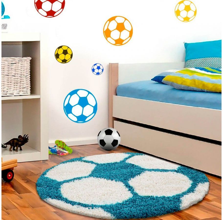 BOBOCHIC Tapis enfant rond GAME Turquoise 120x120