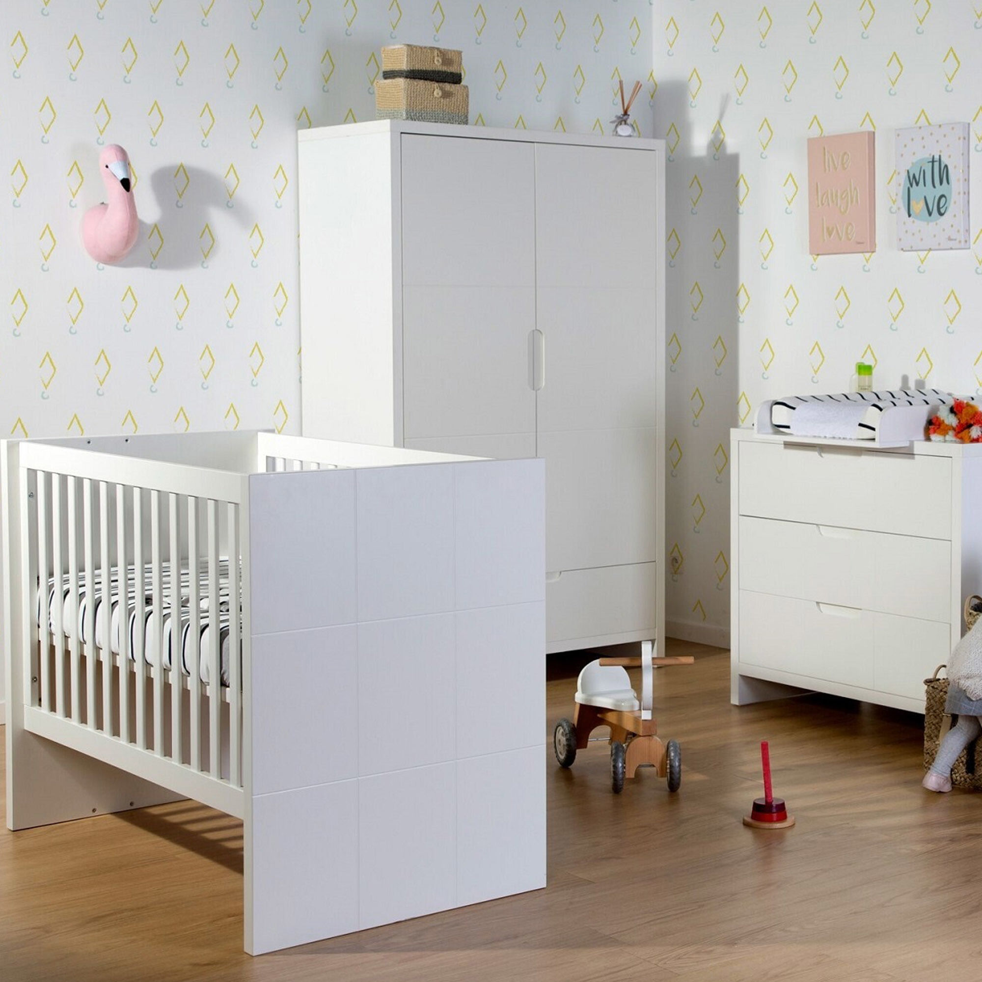 CHILDHOME Κρεβάτι 60*120 Childhome Με Τραβέρσες 90*200 Quadro White