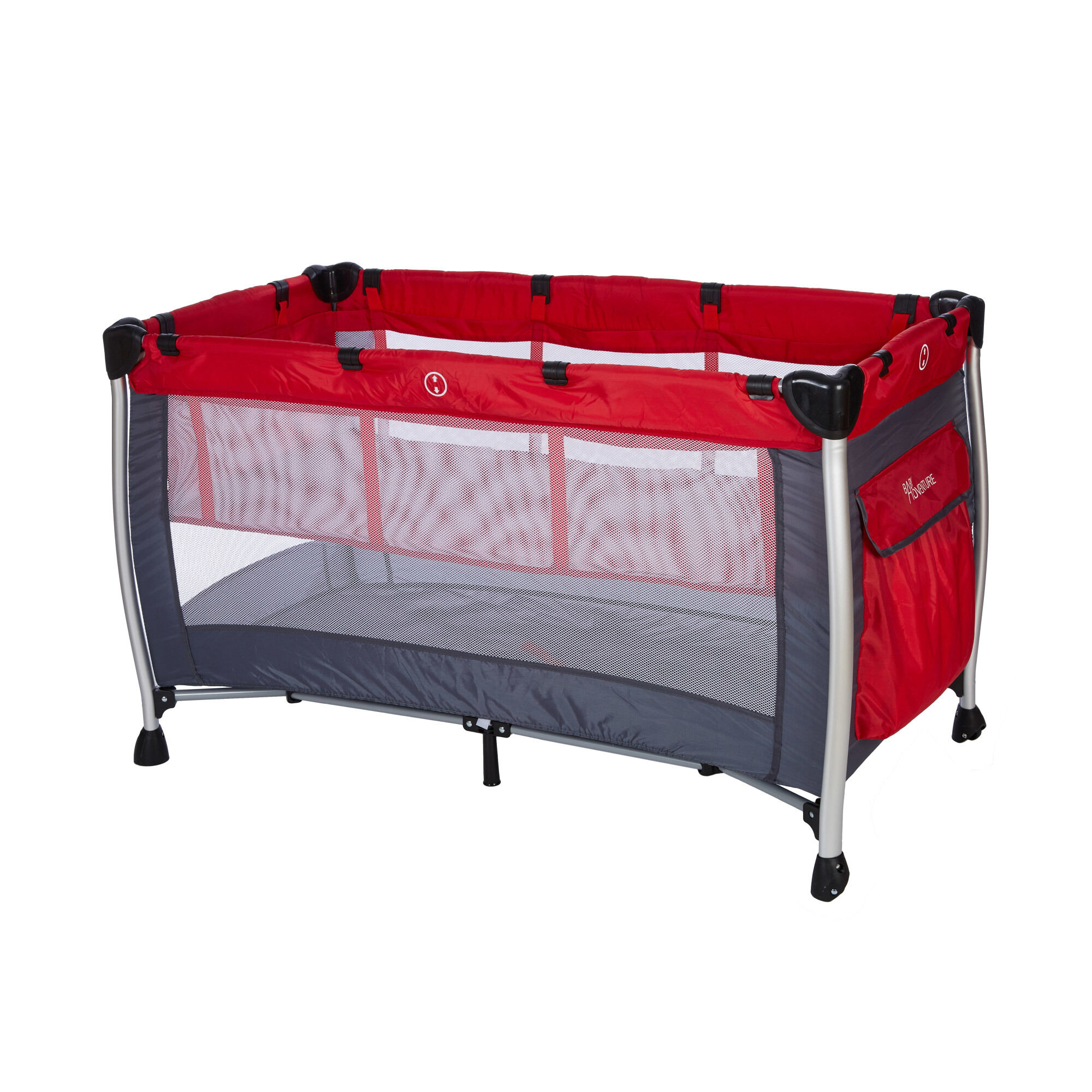 BABY ADVENTURE Παρκοκρέβατο 2 Θέσεων HOLIDAY ALUMINIUM Red Grey 60*120cm