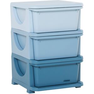 Homcom Cassettiera in Plastica Colorata per Cameretta con 3 Cassetti, Arredamento Casa e Asilo 37x37x56.5cm Blu