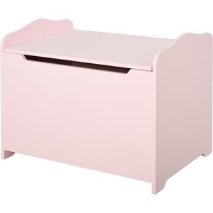 Homcom Cassapanca Portagiochi in Legno, Panca Contenitore per Cameretta Coperchio con Pistone Pneumatico, 60x40x48cm, Rosa