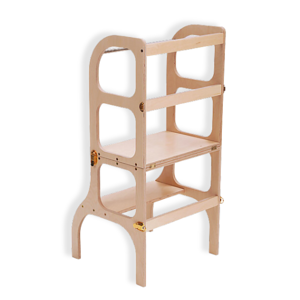 Ette Tete Torre Montessoriana Convertibile Step'n'Sit Legno Naturale Naturale con Cinghie Oro