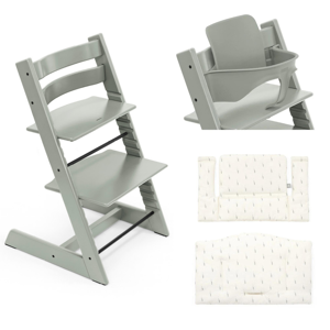 Stokke Promo Tripp Trapp con Cuscino e Baby Set Glacier Green - Wheat Cream