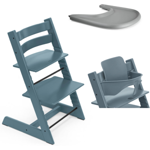 Stokke Promo Tripp Trapp e Vassoio con Baby Set Fjord Blue - Storm Grey