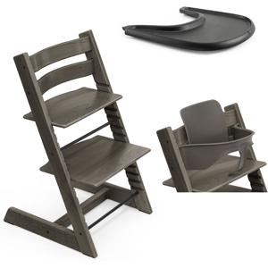 Stokke Promo Tripp Trapp e Vassoio con Baby Set Hazy Grey - Black