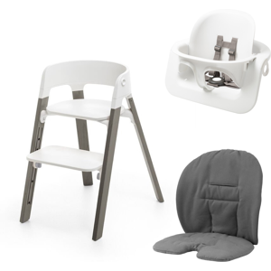 Stokke Promo Steps Sedia con BabySet Steps e Cuscino Hazy Grey-Herringbone Grey