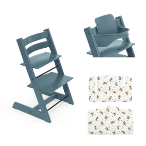 Stokke Promo Tripp Trapp con Cuscino e Baby Set Fjord Blue - Mickey Celebration