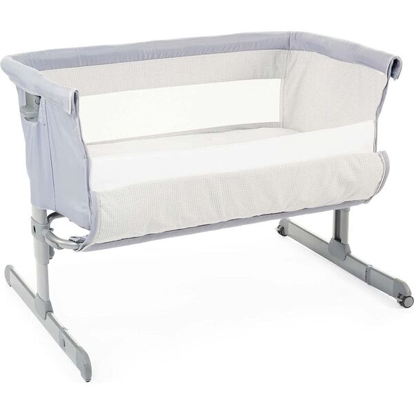 chicco 07079889470000 next to me lettino culla neonato da campeggio, viaggio, portatile fianco letto per co-sleeping con materasso, fino a 9 kg colore grigio chiaro