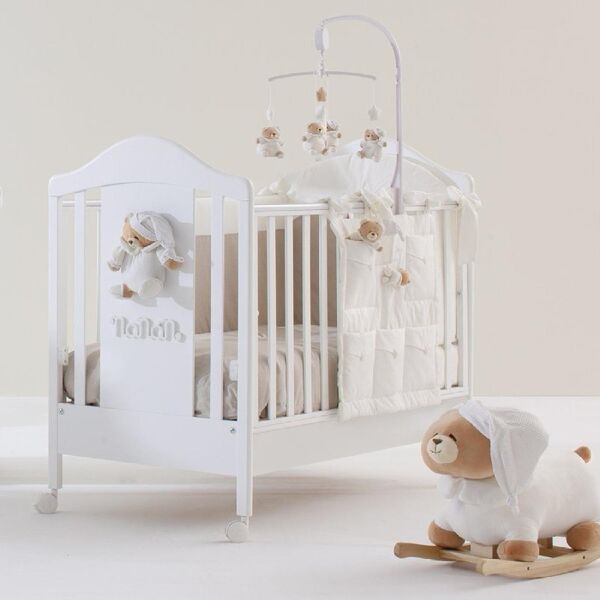 nanan 39301 lettino culla neonato in legno con ruote colore bianco - tato baby