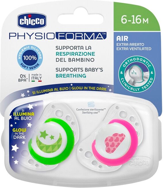 Chicco Succhietto Air Lumi In Silicone 6-16 Mesi 2 Pezzi