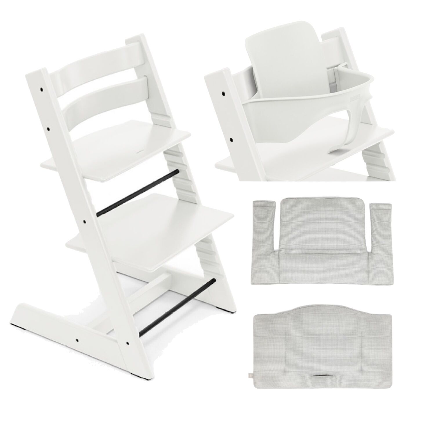 Stokke Promo Tripp Trapp con Cuscino e Baby Set White - Nordic Grey