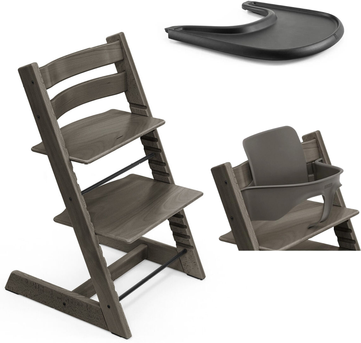 Stokke Promo Tripp Trapp e Vassoio con Baby Set Hazy Grey - Black