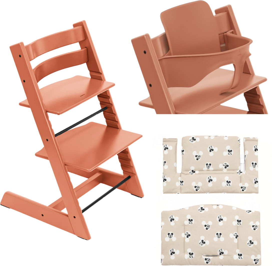 Stokke Promo Tripp Trapp con Cuscino e Baby Set Terracotta - Mickey Signature