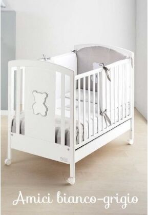 Baby fashion Lettino Amici Bianco Grigio + Materasso