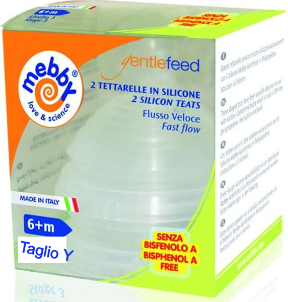 Mebby GentleFeed Tettarelle flusso abbondante per biberon da 6+ mesi (2 pz)