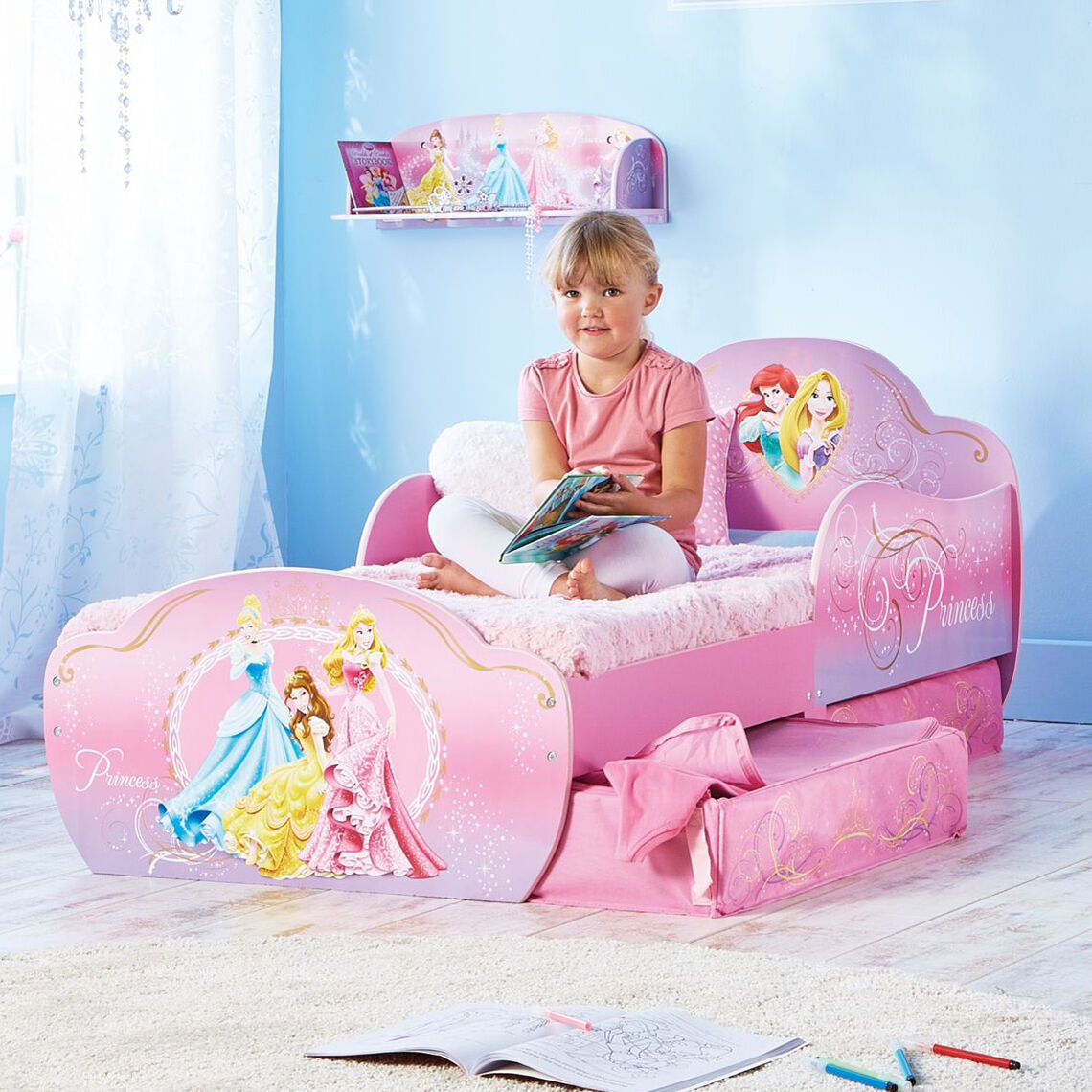 WorldsApart Peuterbed met opberglades Disney Princess