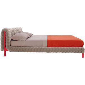 Ligne Roset Ruché Bed 160x200 Low, Anthracite Stained Beech, Fabric Cat. C, Canvas Laine 2 Albatre 4677