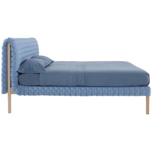 Ligne Roset Ruché Bed 140x200 High, Anthracite Stained Beech, Fabric Cat. D, Harald 3 Elephant 4181