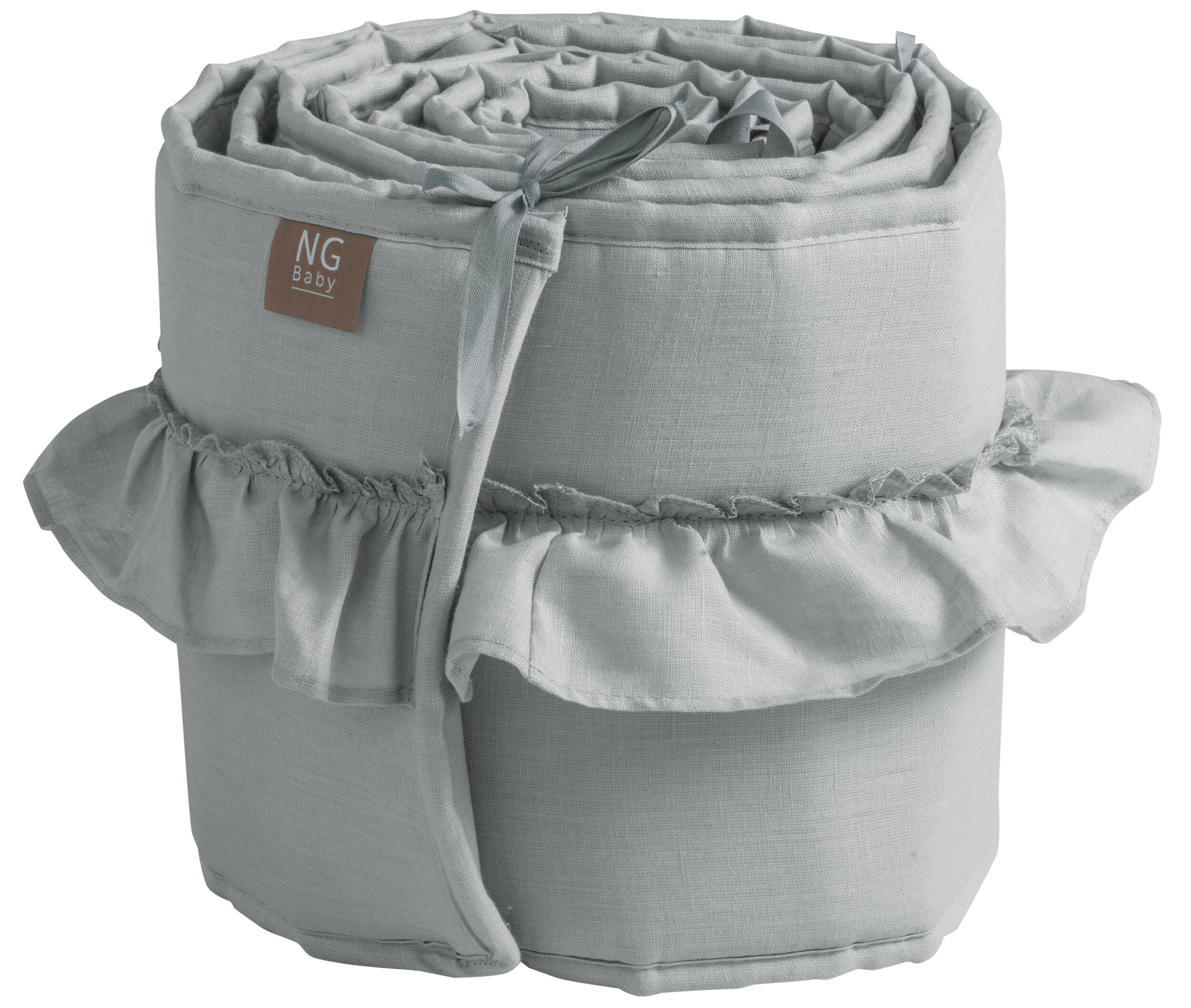 NG Baby Barneseng Beskyttelse Volang - Light Grey 360x25 Cm