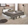 Vente-unique Cama  com arrumação - modular 160*200cm - Taupe e branco - DEBAR