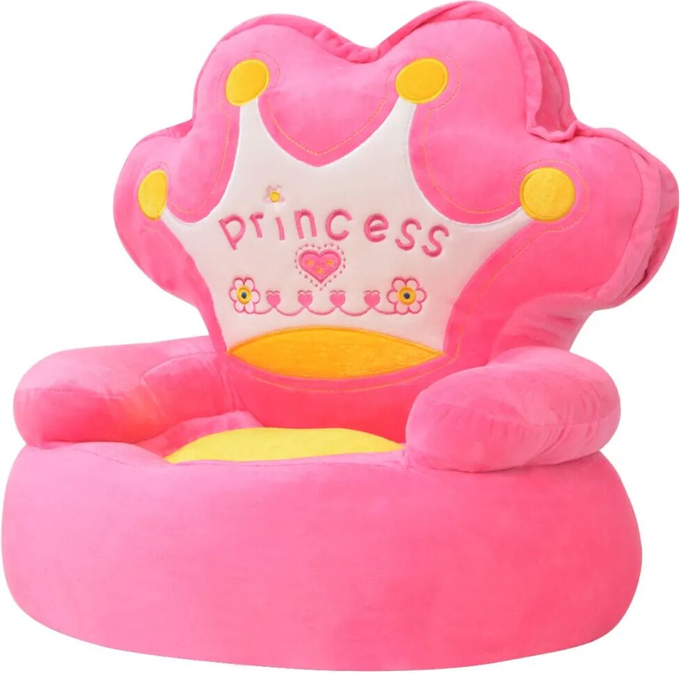 vidaXL Cadeira em pelúcia infantil, princesa, rosa