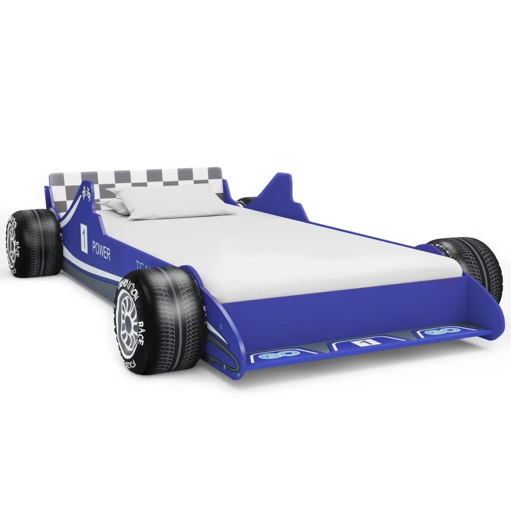 vidaXL Cama carro de corrida para crianças 90x200 cm azul