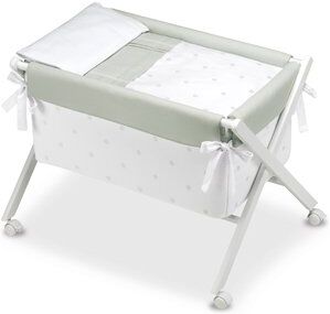 Pirulos Miniberço Tesoura Linho Dobrável Romantic Branco e Gris