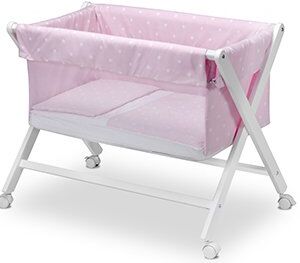 Pirulos Miniberço Tesoura Linho Dobrável Star Branco Rosa