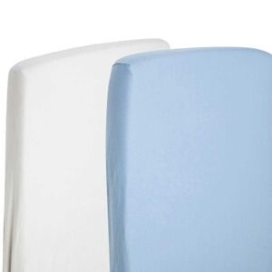 4x Fitted Sheets Compatible With Chicco Next 2 Me 100% Cotton -White / Blue