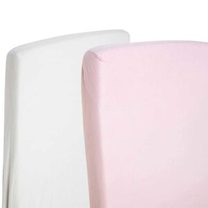 2x Fitted Sheets Compatible With Chicco Next 2 Me 100% Cotton - White / Pink