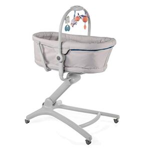 Chicco Baby Hug 4 in 1 Baby Cot from Birth to 3 Years (15 kg), Cot, Recliner Chair, Baby High Chair and First Chair, with Toy Bar, Adjustable Height and Backrest, Convertible Baby Cot and Chair- Grey