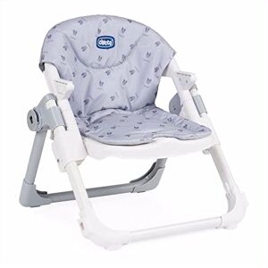 Chicco Chairy Booster Seat 6 Months to 3 Years (15 kg), Highchair Convertible into Children's Chair, Portable, Adjustable and Rolling, Compact Closure and Removable Tray - Grey Bunny (Bunny)