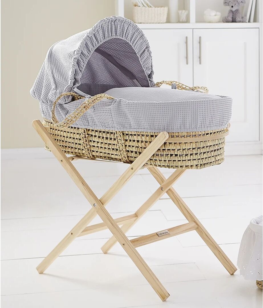 Photos - Cot Clair De Lune Waffle Palm Moses Basket gray