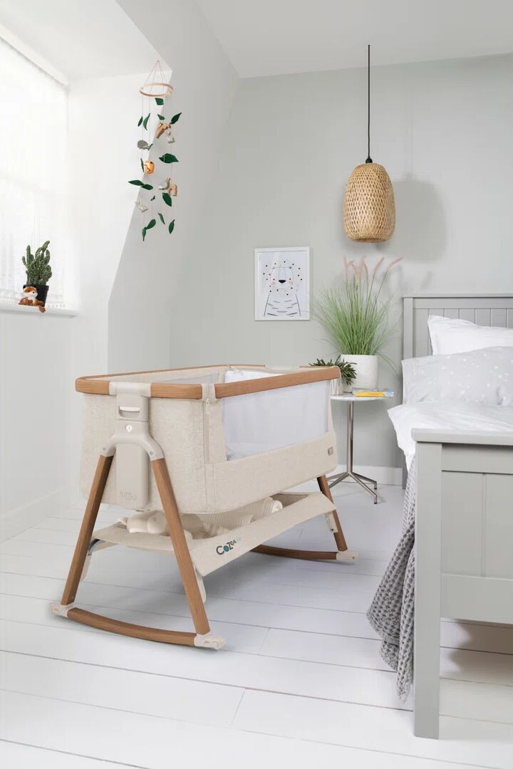 Tutti Bambini Cozee Air Rocking Bedside Crib with Mattress brown