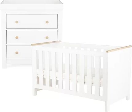 CuddleCo Aylesbury Cot Bed 2 Piece Nursery Furniture Set CuddleCo Colour: White/Ash