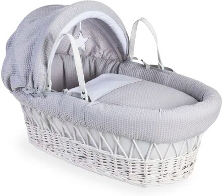 Clair De Lune Silver Lining Moses Basket with Bedding Clair De Lune  - Size: 60cm H x 42cm W x 3cm D