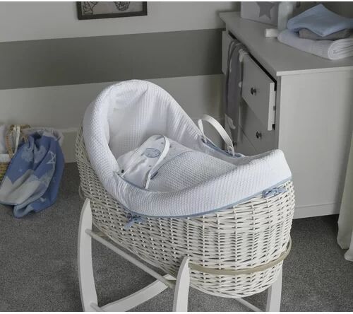 Clair De Lune Over the Moon Moses Basket Clair De Lune Colour: White/Blue  - Size: Rectangle 120 x 170cm