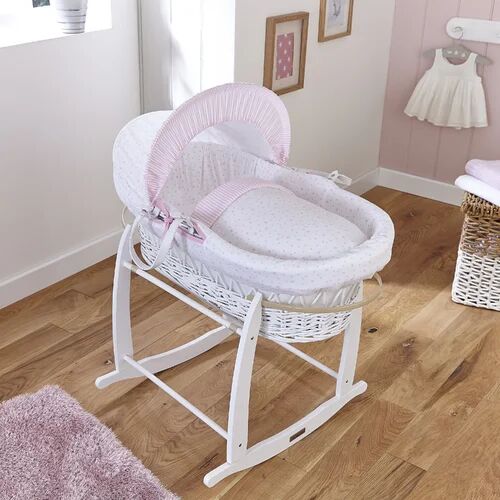 Clair De Lune Stars and Stripes Moses Basket with Bedding Clair De Lune Finish: White  - Size: