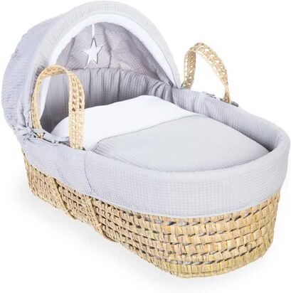 Clair De Lune Silver Lining Moses Basket with Bedding Clair De Lune Colour: White  - Size: 86cm H X 40cm -45cm W X 25cm D