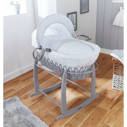 Clair De Lune Stars and Stripes Moses Basket with Bedding Clair De Lune Finish: Grey  - Size: