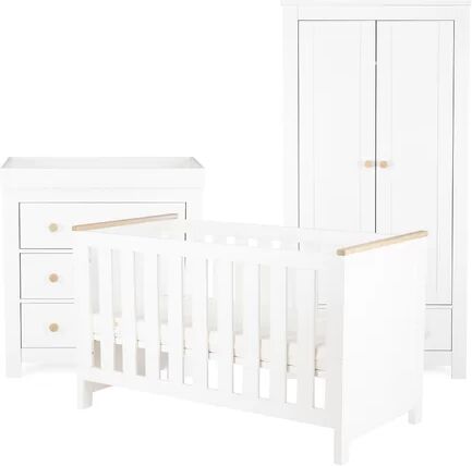 CuddleCo Aylesbury Cot Bed 3 Piece Nursery Furniture Set CuddleCo Colour: White/Ash