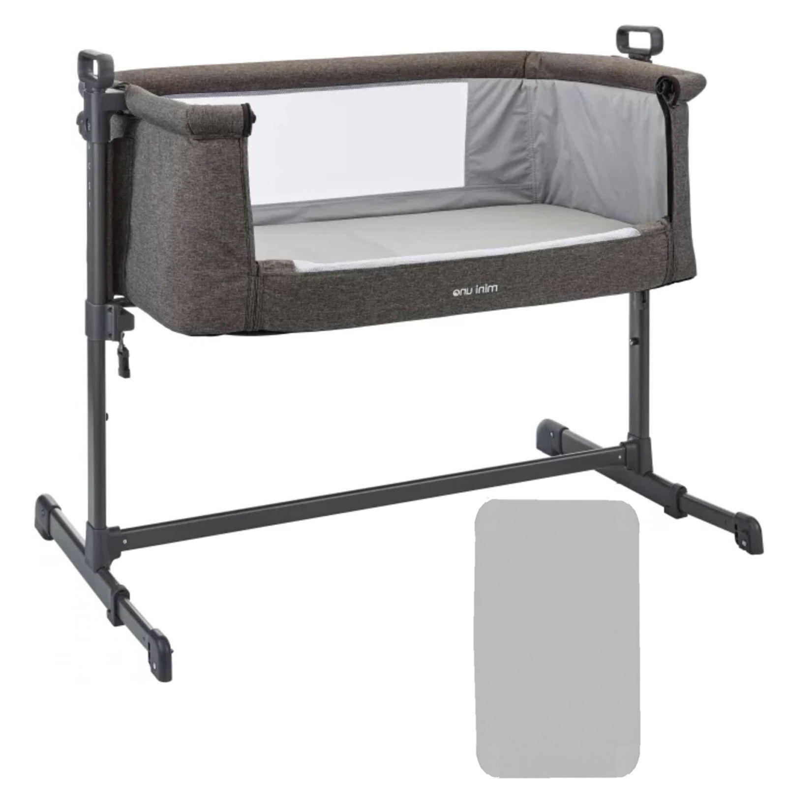 Mini Uno Sleeptite Co Sleeping Next2Me Bedside Crib with Fitted Sheet - Grey Melange
