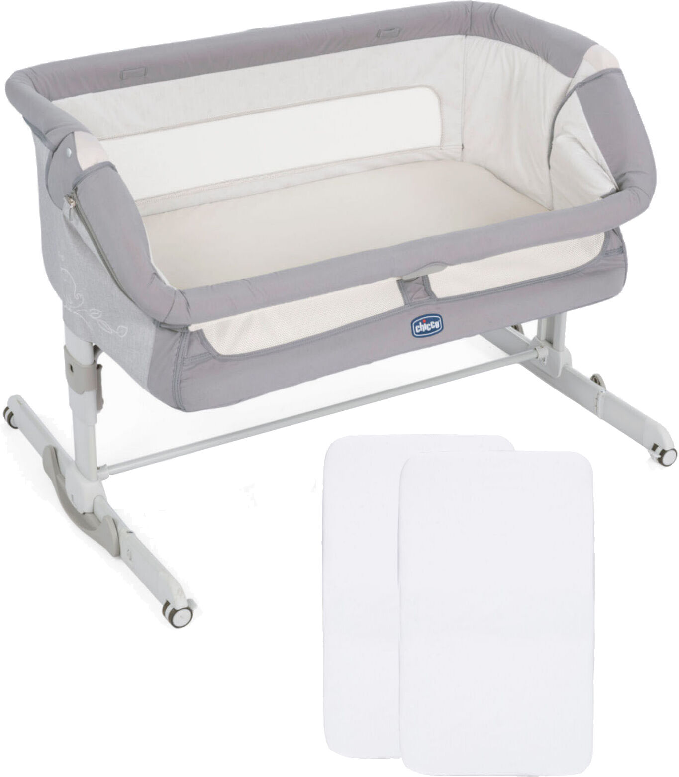 Chicco Next2Me Dream Bedside Crib With 2 Fitted Sheets - Graphite Grey